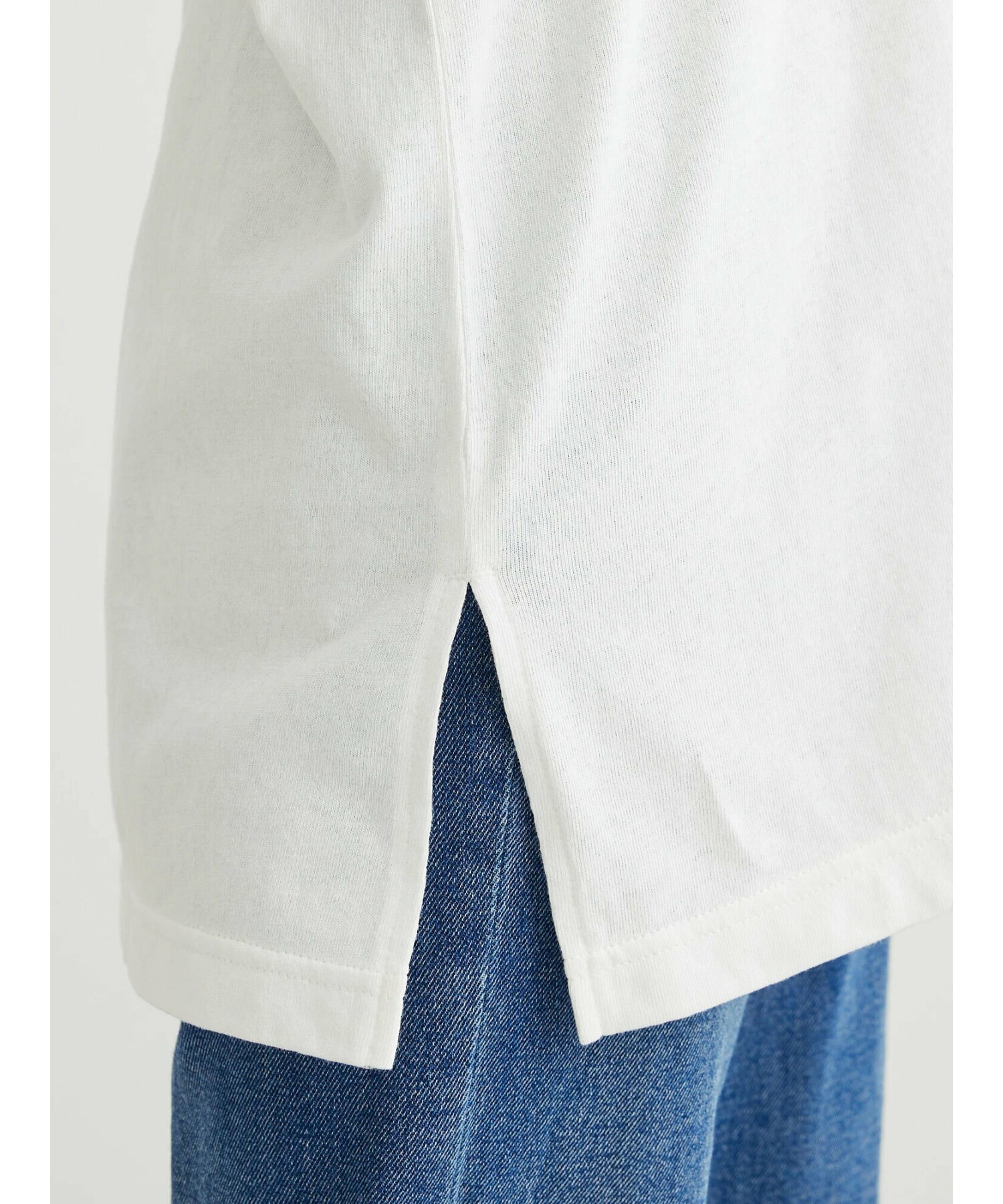裾スリットホワイトインナー 23AW/長袖/体型カバー/レディース/カットソー/レイヤード/綿100%